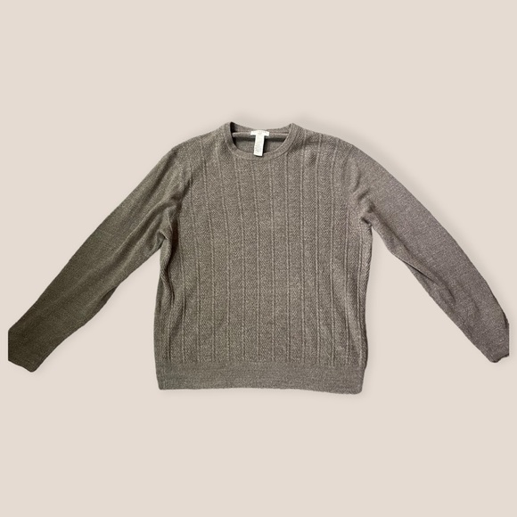 DOCKERS Brown Neutral Minimalist OverSized braided Knit Winter Crew Neck Sweater - Picture 5 of 8